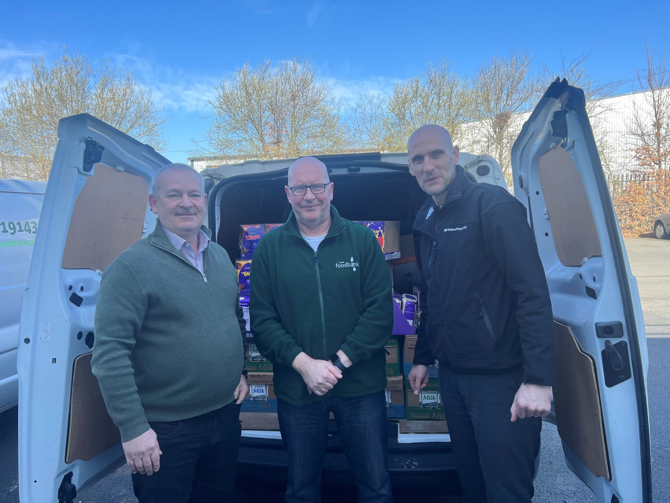 l-r - Matt Goodier, VolkerFitzpatrick, Martin Langford, Corby Foodbank & David Rowell, VolkerFitzpatrick