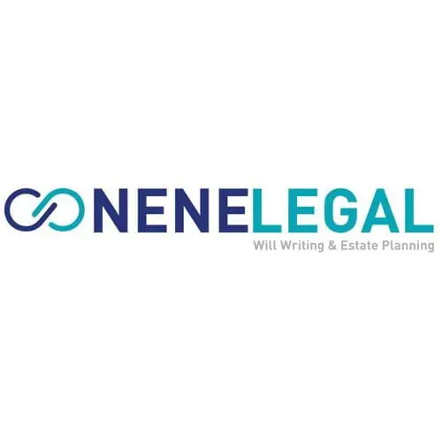 Logo for Nene Legal featuring a blue and teal infinity symbol to the left and the words NENE LEGAL beside it. Below, it says Will Writing & Estate Planning in smaller grey text.