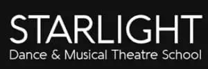 Logo for Starlight Dance & Musical Theatre School with white text on a black background.