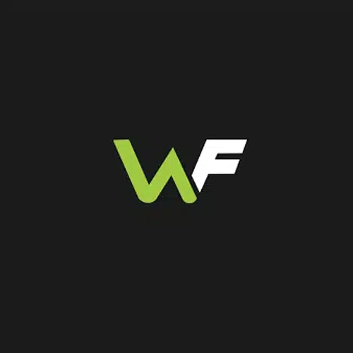 A stylised logo with a green W and a white F on a black background.